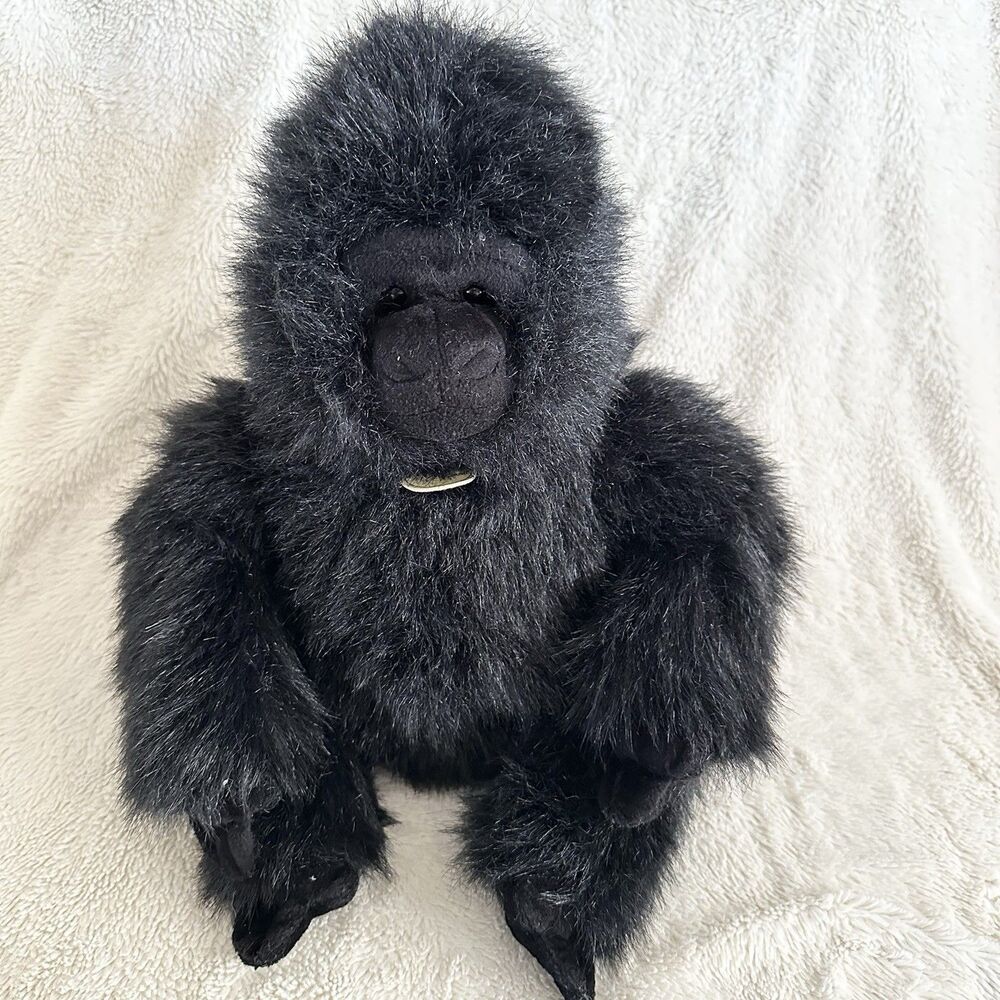 Aurora Miyoni Black Gorilla Ape Monkey Plush Realistic 14” Stuffed Animal Zoo